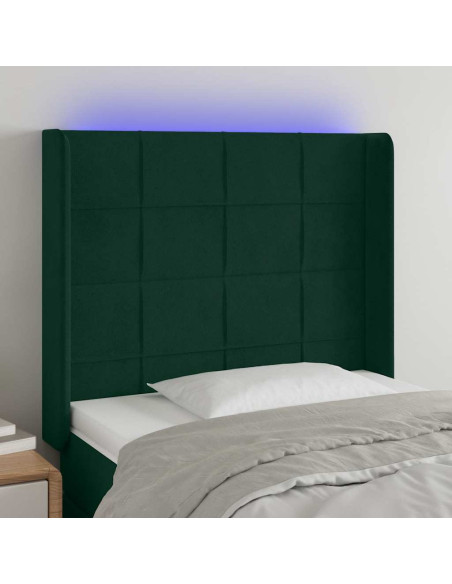 Testiera a LED Verde Scuro 103x16x118/128 cm in Velluto