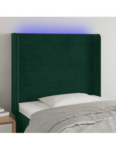 Testiera a LED Verde Scuro 83x16x118/128 cm in Velluto