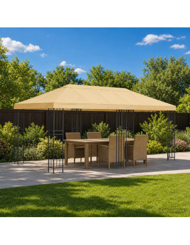 Copertura Tenda Gazebo 6 x 3 m Crema Poliestere 190