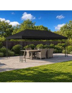 Copertura Tenda Gazebo 6 x 3 m Nero Poliestere 190