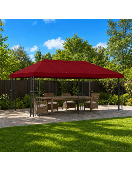 Copertura Tenda Gazebo 6 x 3 m Borgogna Poliestere 190