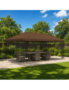 Copertura Tenda Gazebo 6 x 3 m Marrone Poliestere 190