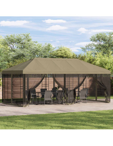 Copertura Gazebo con Pareti Laterali 6 x 3 m Beige Poliestere