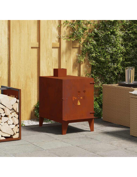 Stufa da Campeggio 35x50x60 cm in Acciaio Corten