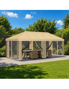 Copertura Gazebo con Pareti Laterali 6 x 3 m Crema Poliestere