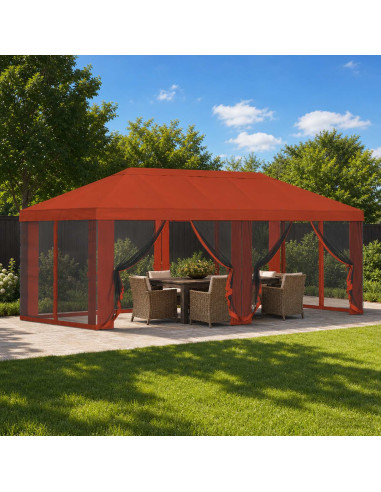 Copertura Gazebo con Pareti Laterali 6 x 3 m Terracotta