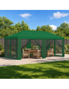 Copertura Gazebo con Pareti Laterali 6 x 3 m Verde Poliestere