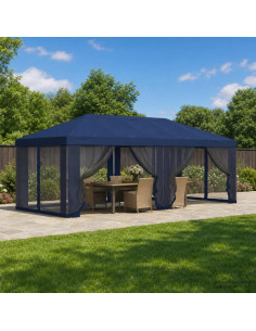 Copertura Gazebo con Pareti Laterali 6 x 3 m Blu Poliestere 190
