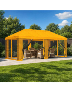Copertura Gazebo con Pareti Laterali 6 x 3 m Giallo Poliestere