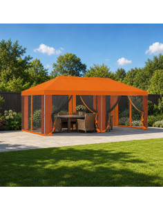 Copertura Gazebo con Pareti Laterali 6 x 3 m Arancione