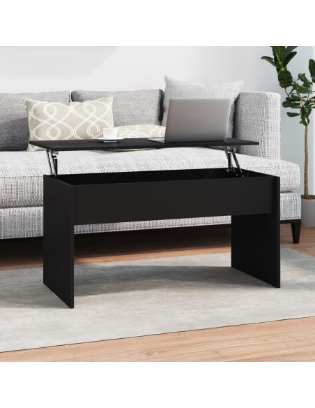 Tavolino da Salotto Nero 102x50,5x52,5 cm in Legno Multistrato