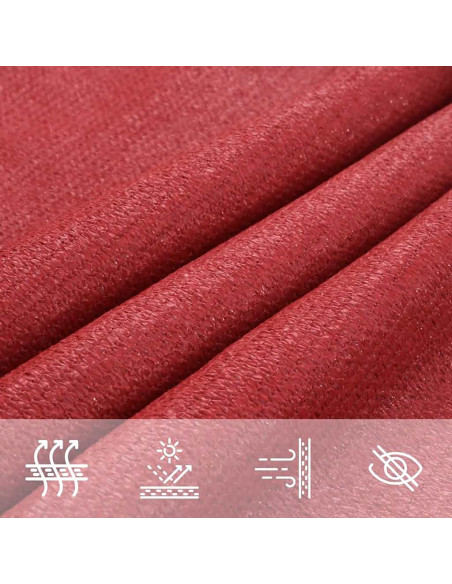 Vela Parasole 160 g/m² Rossa 3x3x3 m in HDPE