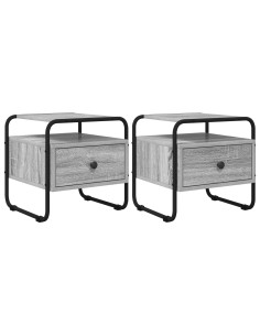 Armadio da Notte 2 pz Sonoma grigio 40 x 39,5 x 40 cm 2