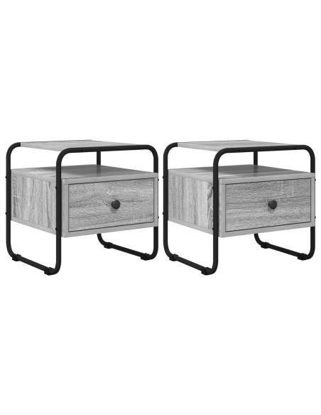 Armadio da Notte 2 pz Sonoma grigio 40 x 39,5 x 40 cm