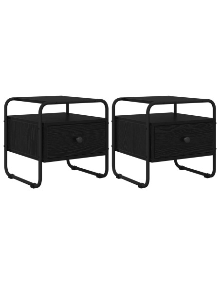 Armadio da Notte 2 pz Rovere Nero 40 x 39,5 x 40 cm