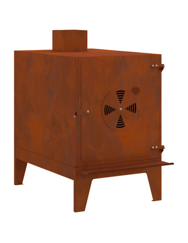 Stufa da Campeggio 35x50x60 cm in Acciaio Corten