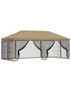 Copertura Gazebo con Pareti Laterali 6 x 3 m Beige Poliestere 2