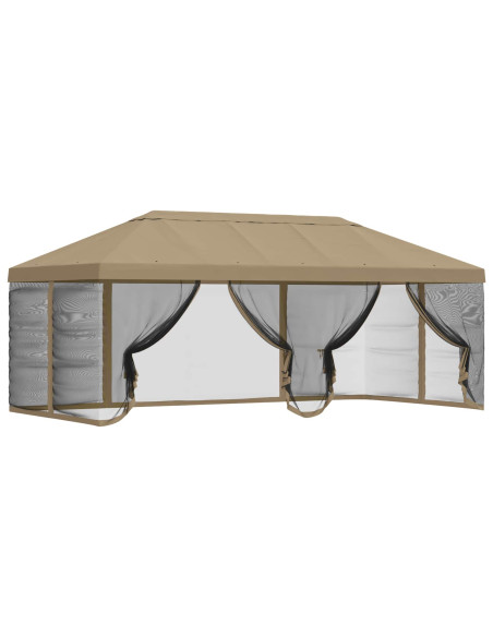 Copertura Gazebo con Pareti Laterali 6 x 3 m Beige Poliestere