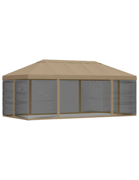 Copertura Gazebo con Pareti Laterali 6 x 3 m Beige Poliestere