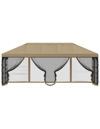 Copertura Gazebo con Pareti Laterali 6 x 3 m Beige Poliestere
