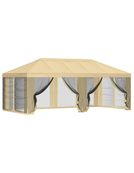 Copertura Gazebo con Pareti Laterali 6 x 3 m Crema Poliestere