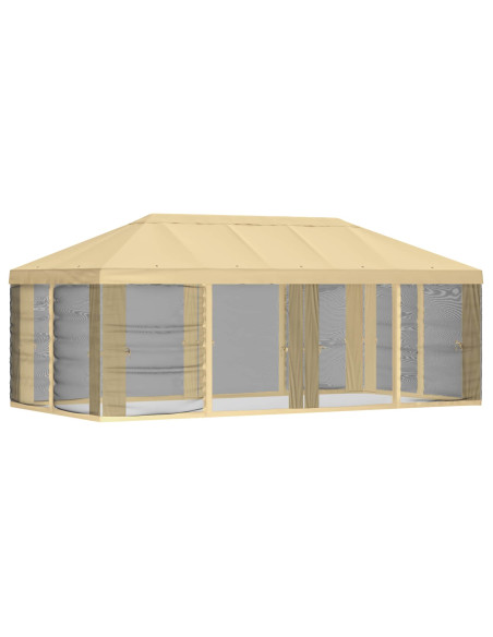 Copertura Gazebo con Pareti Laterali 6 x 3 m Crema Poliestere