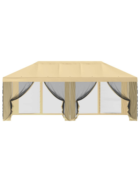 Copertura Gazebo con Pareti Laterali 6 x 3 m Crema Poliestere