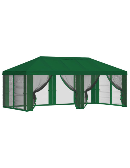 Copertura Gazebo con Pareti Laterali 6 x 3 m Verde Poliestere