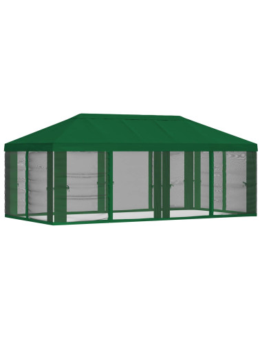 Copertura Gazebo con Pareti Laterali 6 x 3 m Verde Poliestere