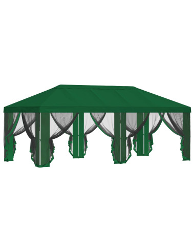 Copertura Gazebo con Pareti Laterali 6 x 3 m Verde Poliestere