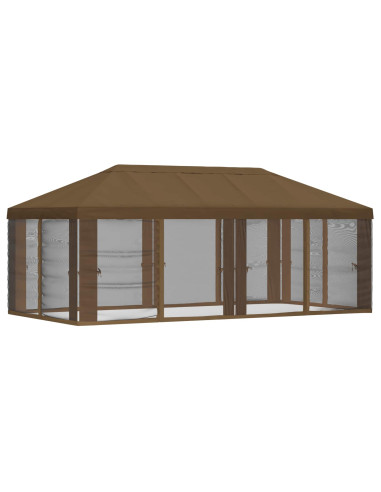 Copertura Gazebo con Pareti Laterali 6 x 3 m Tortora Poliestere