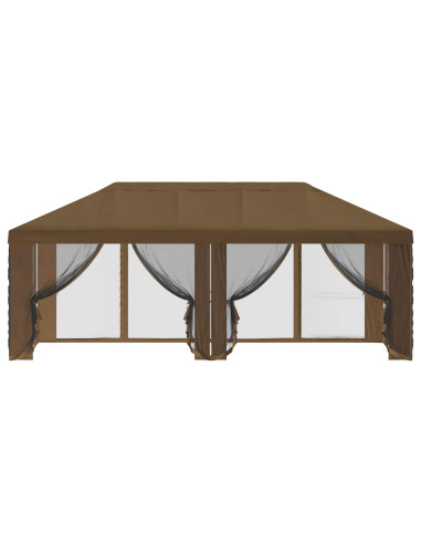 Copertura Gazebo con Pareti Laterali 6 x 3 m Tortora Poliestere
