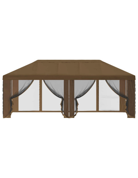 Copertura Gazebo con Pareti Laterali 6 x 3 m Tortora Poliestere