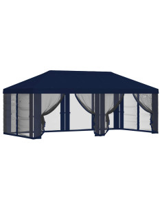 Copertura Gazebo con Pareti Laterali 6 x 3 m Blu Poliestere 190 2