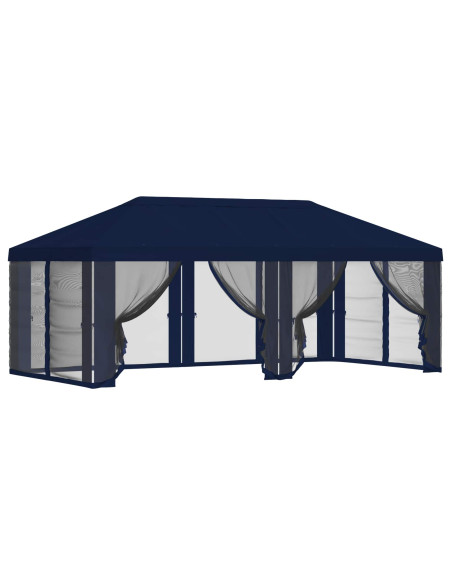 Copertura Gazebo con Pareti Laterali 6 x 3 m Blu Poliestere 190