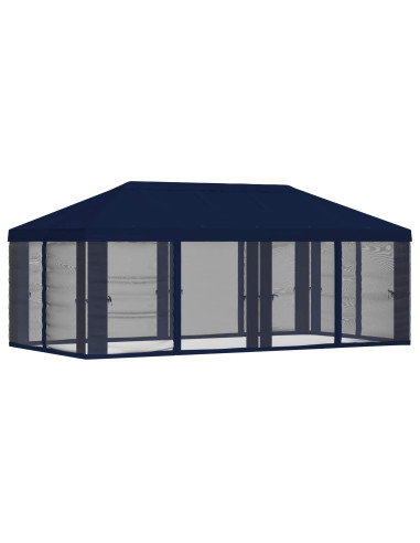 Copertura Gazebo con Pareti Laterali 6 x 3 m Blu Poliestere 190