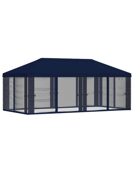 Copertura Gazebo con Pareti Laterali 6 x 3 m Blu Poliestere 190