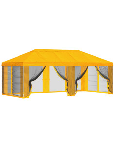 Copertura Gazebo con Pareti Laterali 6 x 3 m Giallo Poliestere 2
