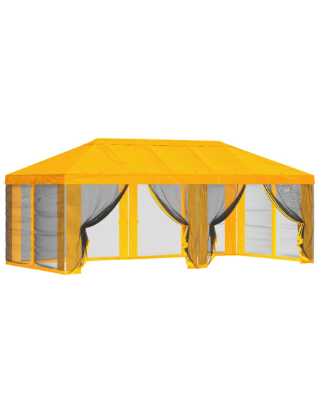 Copertura Gazebo con Pareti Laterali 6 x 3 m Giallo Poliestere
