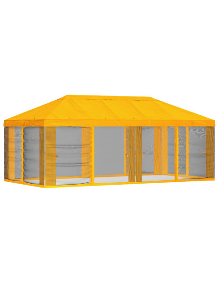 Copertura Gazebo con Pareti Laterali 6 x 3 m Giallo Poliestere