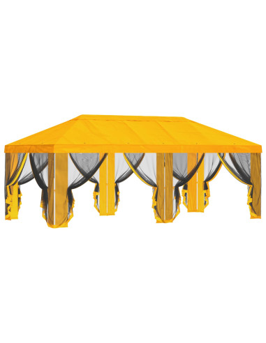 Copertura Gazebo con Pareti Laterali 6 x 3 m Giallo Poliestere