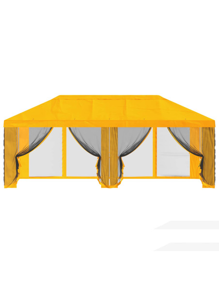 Copertura Gazebo con Pareti Laterali 6 x 3 m Giallo Poliestere