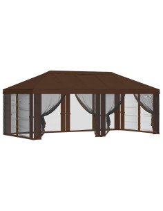 Copertura Gazebo con Pareti Laterali 6 x 3 m Marrone Poliestere 2