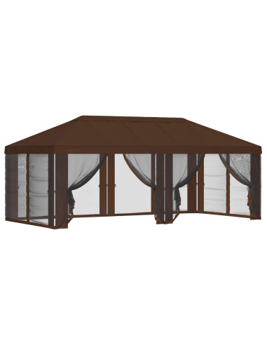 Copertura Gazebo con Pareti Laterali 6 x 3 m Marrone Poliestere