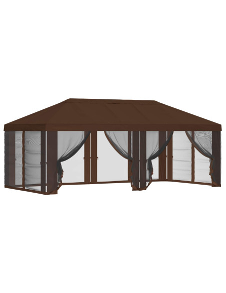 Copertura Gazebo con Pareti Laterali 6 x 3 m Marrone Poliestere