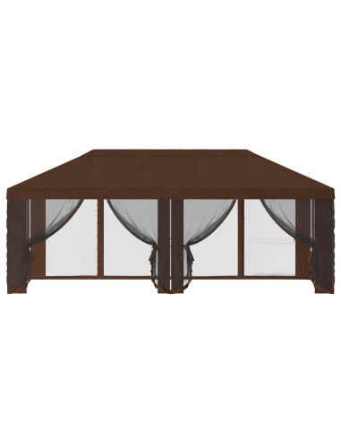 Copertura Gazebo con Pareti Laterali 6 x 3 m Marrone Poliestere
