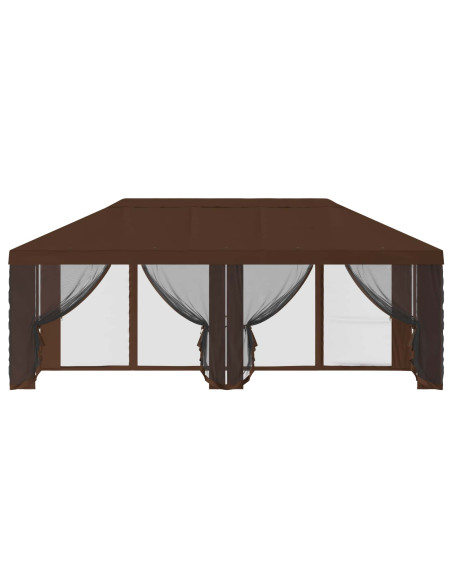 Copertura Gazebo con Pareti Laterali 6 x 3 m Marrone Poliestere