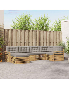 Set di divani da esterno 6 pcs Bianco e Grigio Chiaro