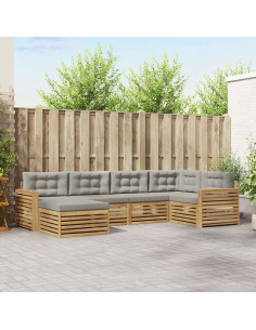 Set di divani da esterno 6 pcs Bianco e Grigio Chiaro