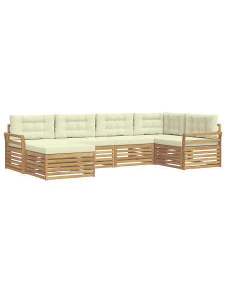 Set di divani da esterno 6 pcs Bianco e Crema